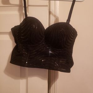 Black Sequinned Bustier - size Large